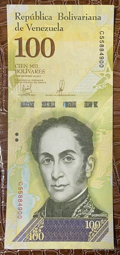 Банкнота Венесуэла 100000 боливар 2017 год - Симон Боливар НЕ БЫЛА В ОБОРОТЕ..
