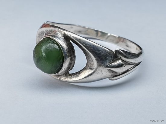 Серебряное кольцо с камнем. 925 пр.  СССР С рубля.