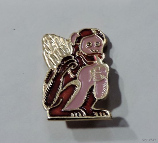 Значок "Обезьяна с бананами". Алюминий.