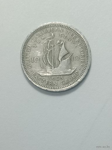 Восточные Карибы 10 центов 1965 года .