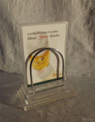 Подставка для меню Табличка настольная Пиво BITBURGER Бирофилия Германия