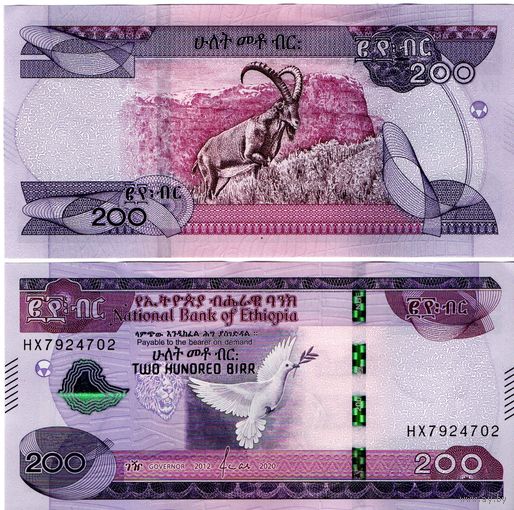 Эфиопия 200 бырр 2020 год UNC(из пачки)