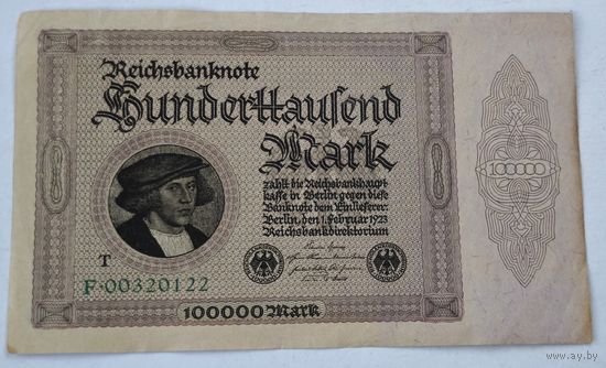 1923 год Германия 100 000 марок