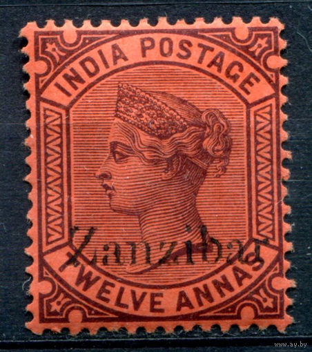 Британские колонии - Султанат Занзибар - 1895г. - королева Виктория, 12 A - 1 марка - MH [Mi 10]. #4-B5-122-A-1