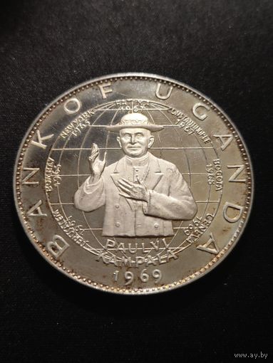 Уганда. 25 Шилингов 16969 г. Золотая патина. Крупная монета.