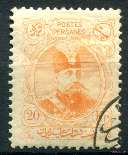 Персия (Иран) - 1903/04г. - шах Музаффар ад-Дин, 20 К - 1 марка - гашёная [Mi 195]. #4-W1-129-A-1