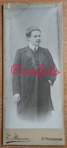 1910-е Редкий узкий формат джентельмен студийное фото типажи ретро фотограф Брейер СПБ