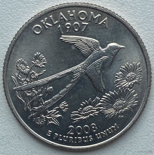 США 25 центов (квотер) 2008 г. D. Оклахома