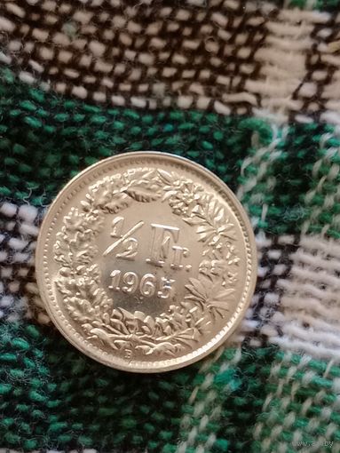 Швейцария 1/2 франка 1965 серебро
