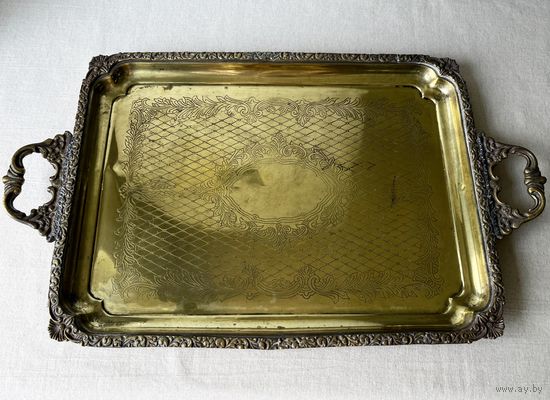 Поднос Бронза латунь 44х33см без ручек