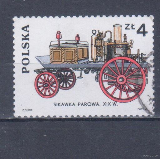 [1385] Польша 1985. Пожарная техника.Паровой насос. Гашеная марка.