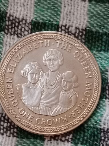 Мэн 1 крона 1990 Елизавета королева мать
