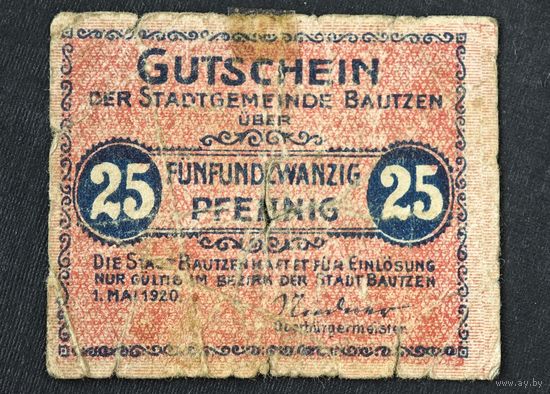 1920 год Германия 25 пфеннигов