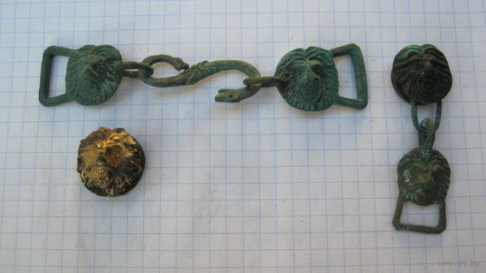 Комплект на ремень подвеса Х.О. Две пряжки с зацепом 2 треньчика, подвес. Бронза литье.