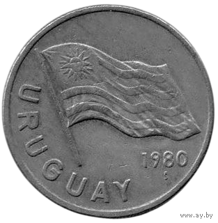 Восточная Республика Уругвай. 5 новых песо 1980. Государственный флаг.