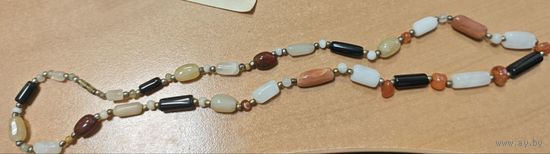 Советские бусы. Из разных натуральных камней. 60см