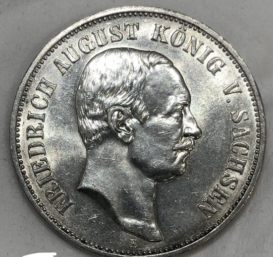 5 марок 1914 Саксония яркий штемпельный блеск! Редкость! ГИ крупное серебро