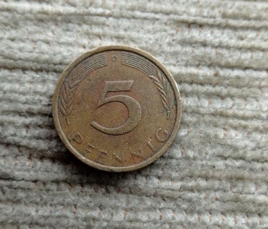 Werty71 Германия ФРГ 5 пфеннигов 1971 D