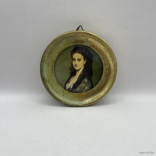 Антикварная репродукция в деревянной раме ручной работы. Италия. 3666