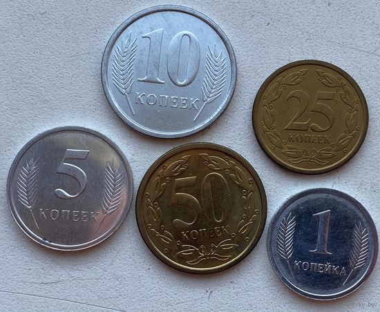 Приднестровье 1, 5, 10, 25, 50 копеек 2000 - 2002 гг. Набор 5 монет