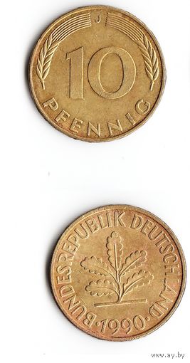 10 пфеннигов Германия 1990 года(J)