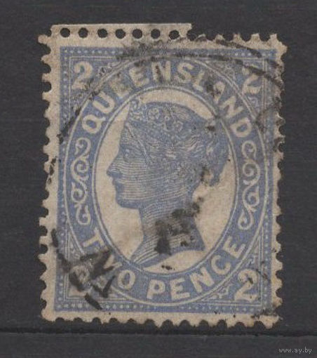 1907 Квинсленд / QueensLand ** Queen Victoria, 2 пенса, марка из серии (SG 290) прошла почту
