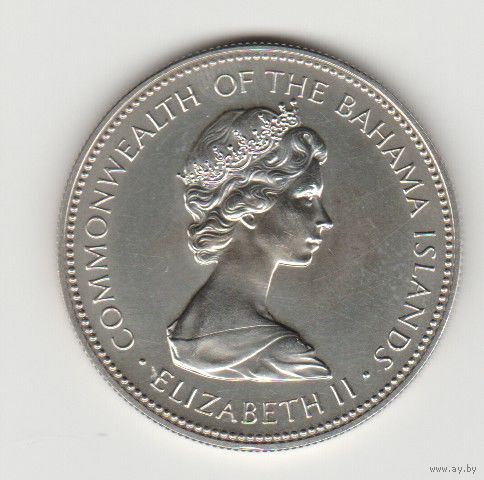Монета 1 доллар 1972 года. Багамские острова.