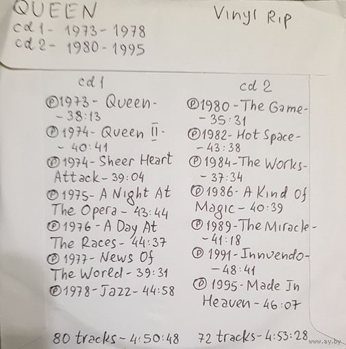 CD MP3 QUEEN - 2 CD - Vinyl Rip (оцифровки с винила)