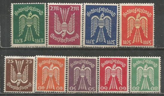 Рейх(Веймарская Республика). Авиа. Лесные голуби. 1922г. Mi#210-18. Серия.