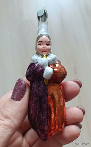 Елочные игрушки, стекло, клоун с дудочкой, мальчик