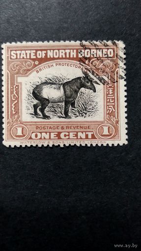 Великобритания. Северное Борнео\403с\ 1909 тапир зуб.15 SG159 коричн.