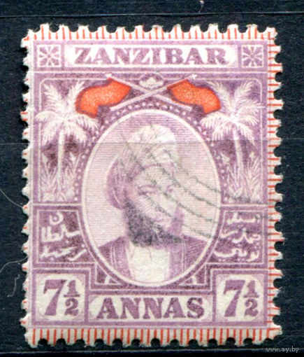 Британские колонии - Султанат Занзибар - 1898г. - султан Хамад ибн Тувайни, 7 1/2 A - 1 марка - гашёная [Mi 49]. #4-B5-122-A-1