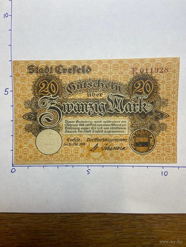 Германия нотгельд 20 марок 1918 г.- Грефельд - 2001