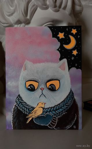 Картина Котик на холсте. 18х24 см