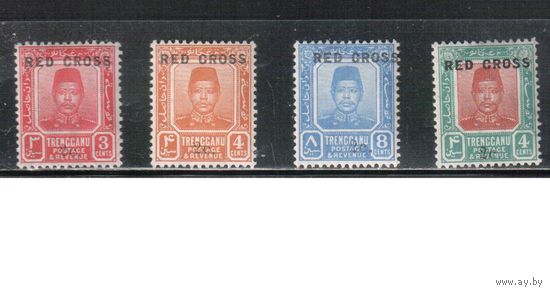 Малайские штаты(Тренггану)-1917-1918,(Мих.155-156)  * ,  Британские колонии, Стандарт,Надп.,Красный Крест (полная серия)