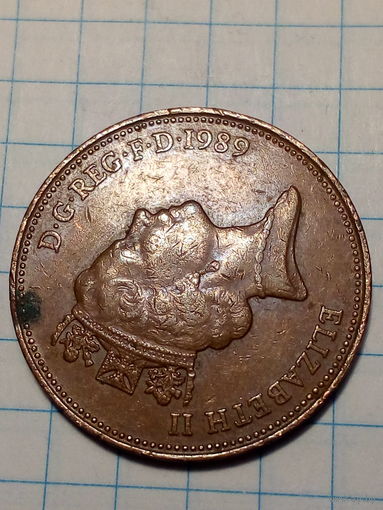 2 пенса Великобритания 1989 год.