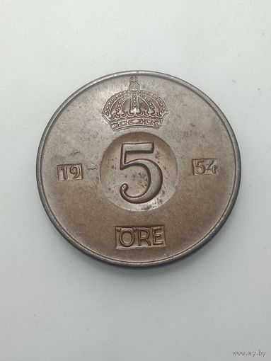 Швеция 5 эре 1954 года .