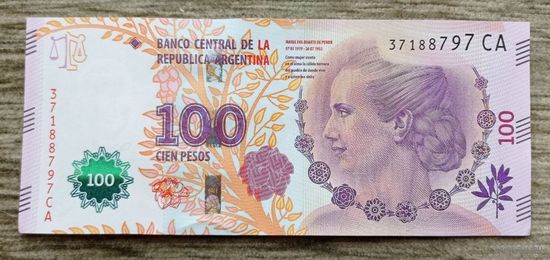Werty71 Аргентина 100 песо 2016 2017 UNC банкнота Ева Перон Эвита 2012 2014 2015