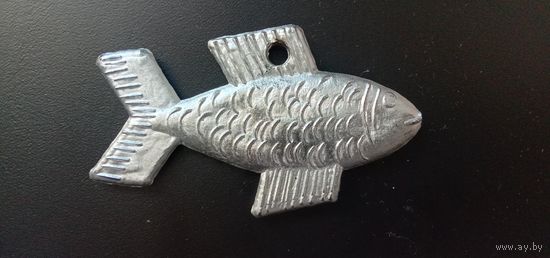 Ёлочная игрушка СССР Рыбка пластик a-la картонаж