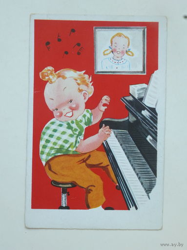 Дети зарубежная открытка 1950-е  9х14  см