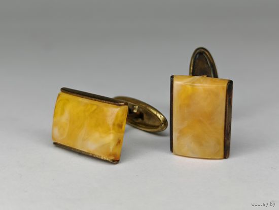Запонки с янтарём. С рубля