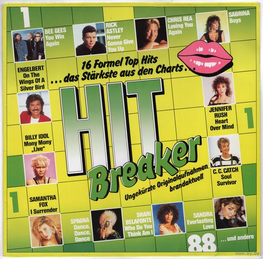 LP Hit Breaker I/88 (Bee Gees, Chris Rea, C.C. Catch, Sabrina, Billy Idol, Jennifer Rush, Sandra, Samantha Fox, Iggy Pop, Bad Boys Blue, Rick Astley, Cock Robin і іншыя)