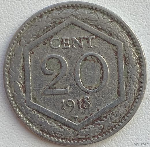 Италия 20 чентезимо 1918 г.