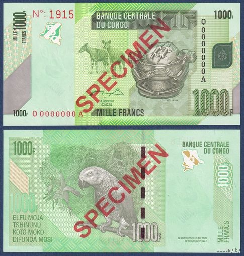 Конго, 1000 франков 2005 г., P-101S (Specimen 1915), UNC