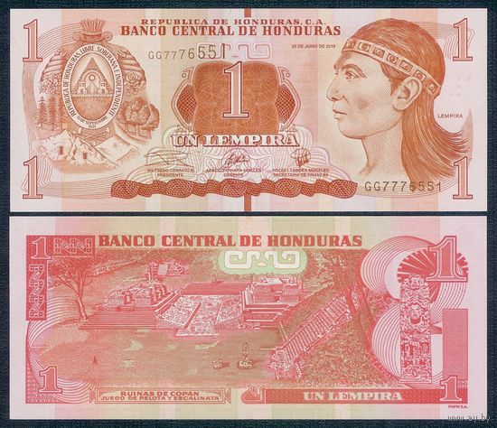 Гондурас 1 лемпира 2019 год, UNC.