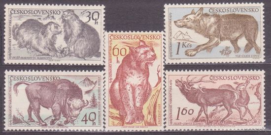 Чехословакия 1959. Фауна. 10-летие национального парка Татры. Серия 5 марок ЗУБР ВОЛК MNH **  (МА