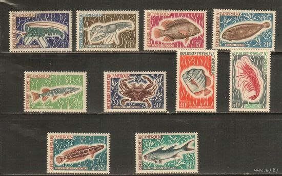 Камерун-1968(Мих.541-550),  ** ,    Морская Фауна, Рыбы, Раки, Крабы (полная серия)