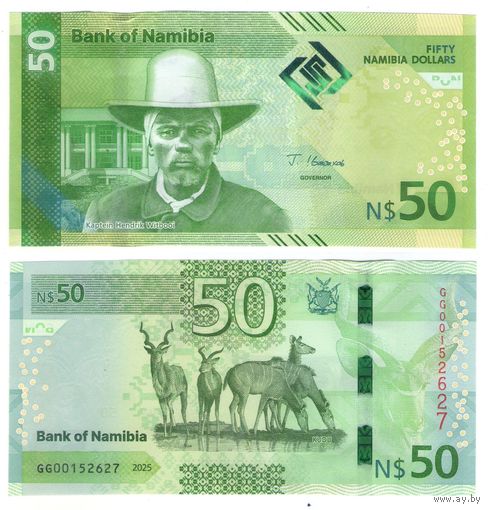 Намибия 50 долларов 2025 год. Новый дизайн.   UNC  НОВИНКА