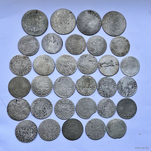 Монеты СЕРЕБРО Польша Пруссия 6 грошей и Тымфы 1660-1686 год