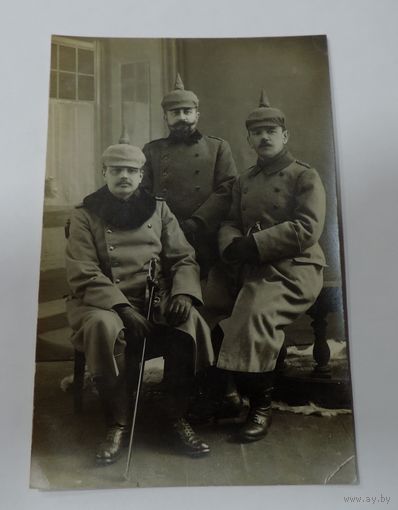Фото немецких солдат до 1917 г. 1- мировая война. Фотоателье в Варшаве. Размер 8.5-13.5 см.
